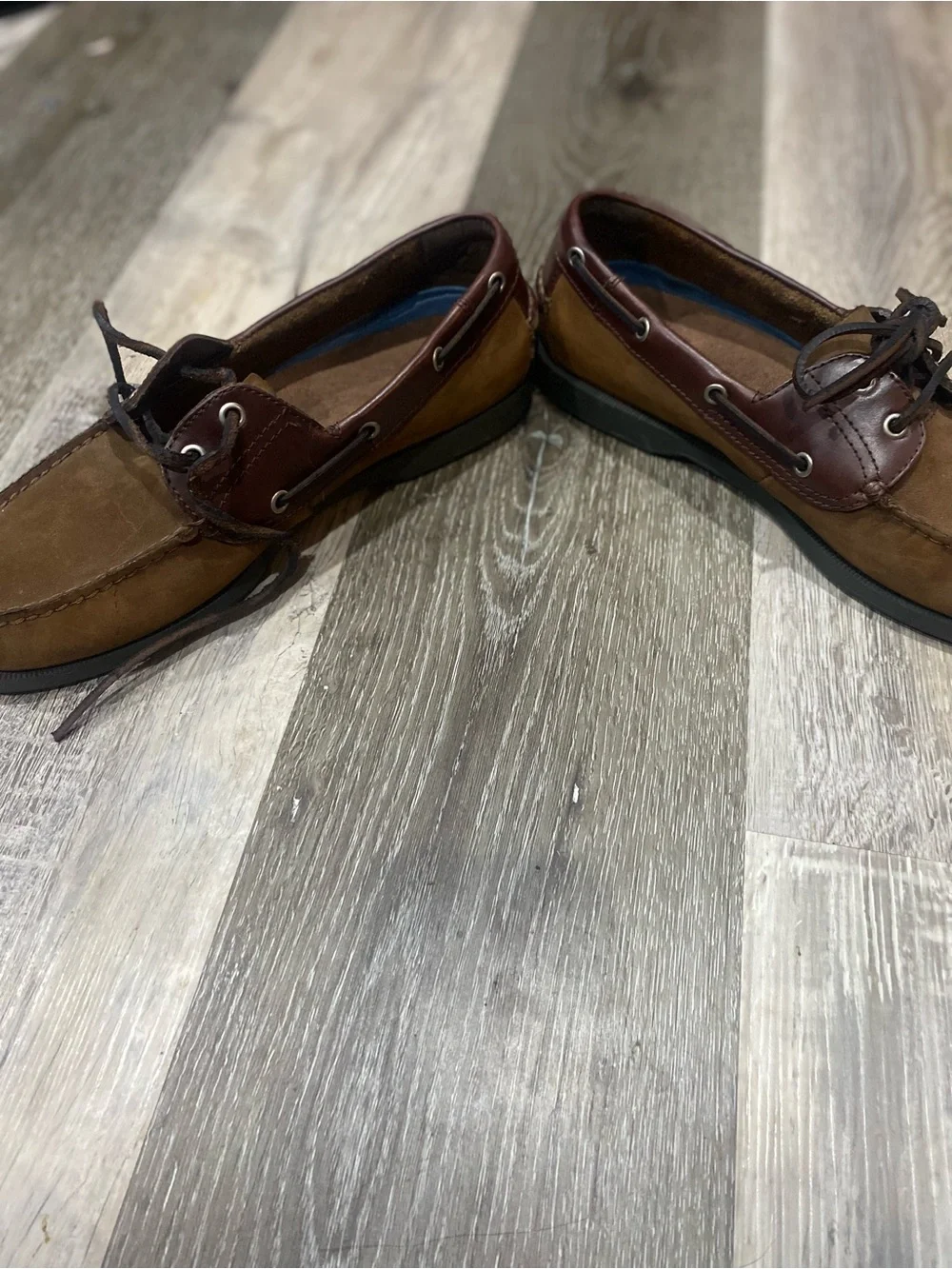 Men’s Dockers Size 11 M Two-Tone Brown Leather and Suede Boat Shoes 090-21508